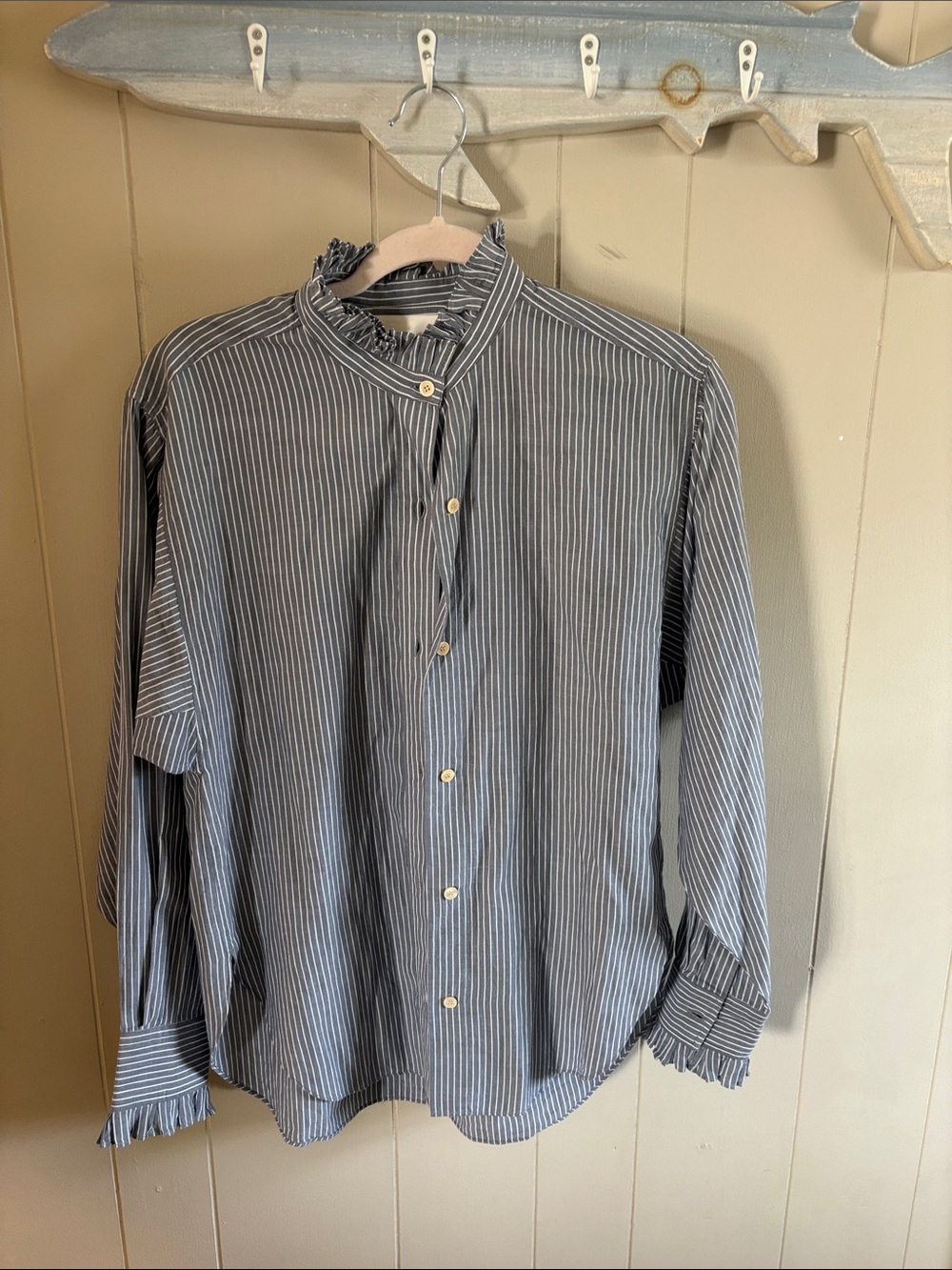 Marant Striped Blue Ruffle-Collar